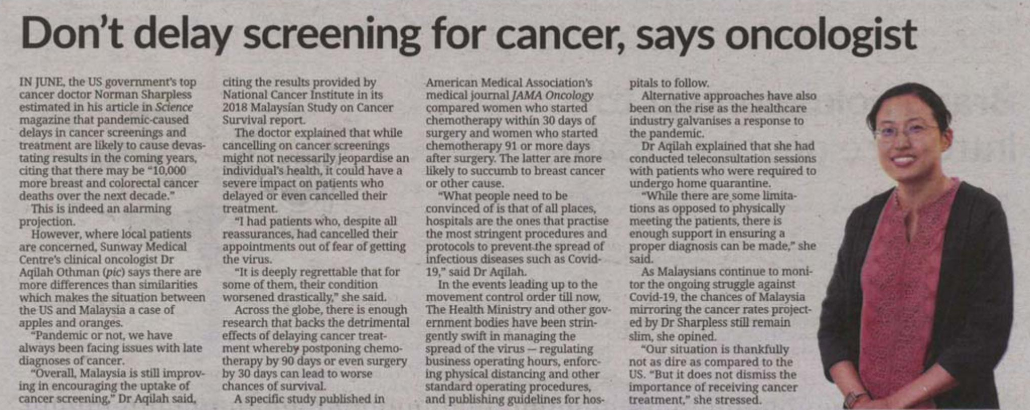 Don’t delay cancer screening