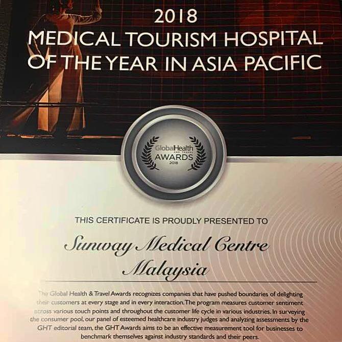 Medical Tourism Hospital of the Year in  Asia Pacific 2018