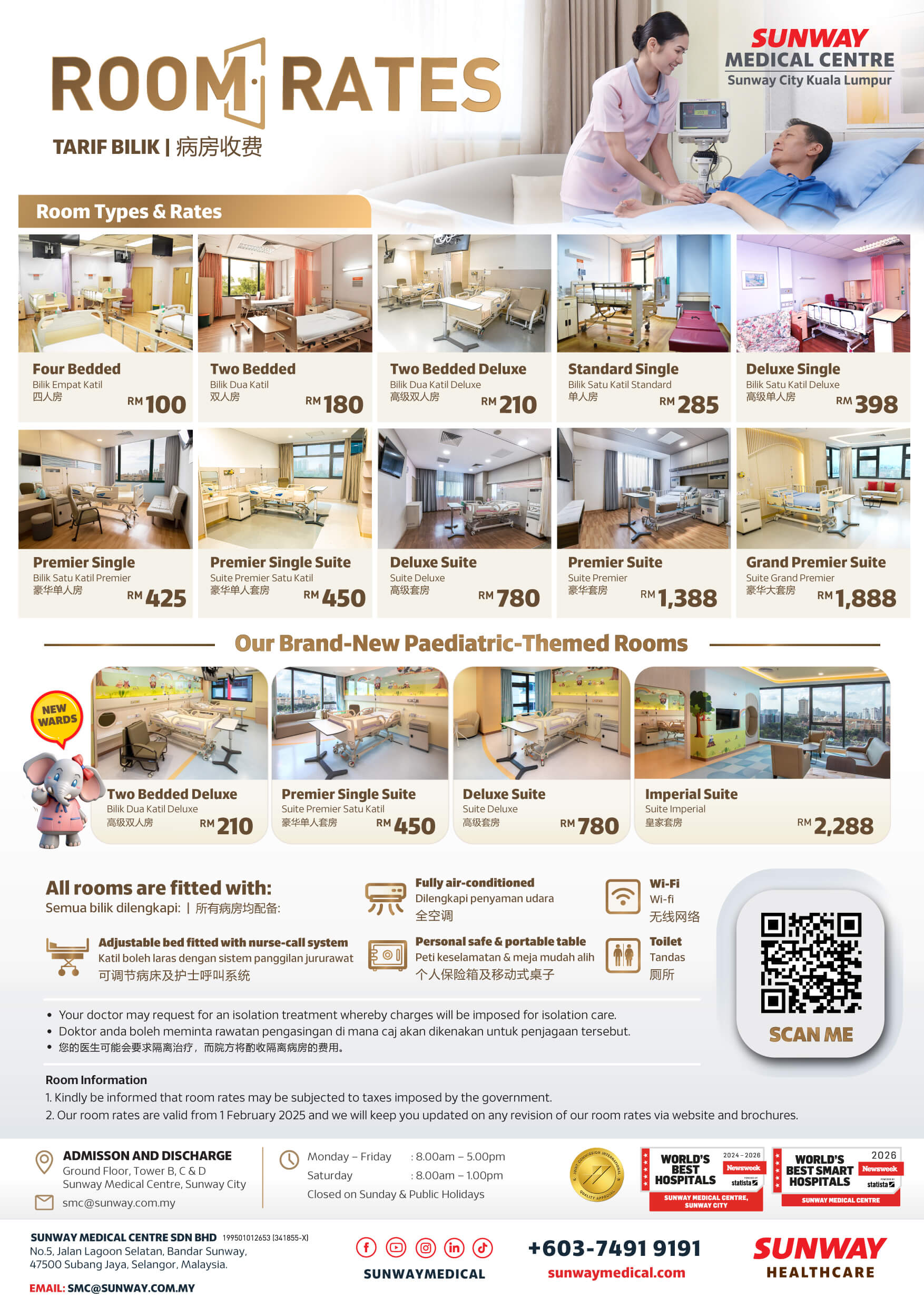 Room Rates at Sunway Medical Centre, Sunway City