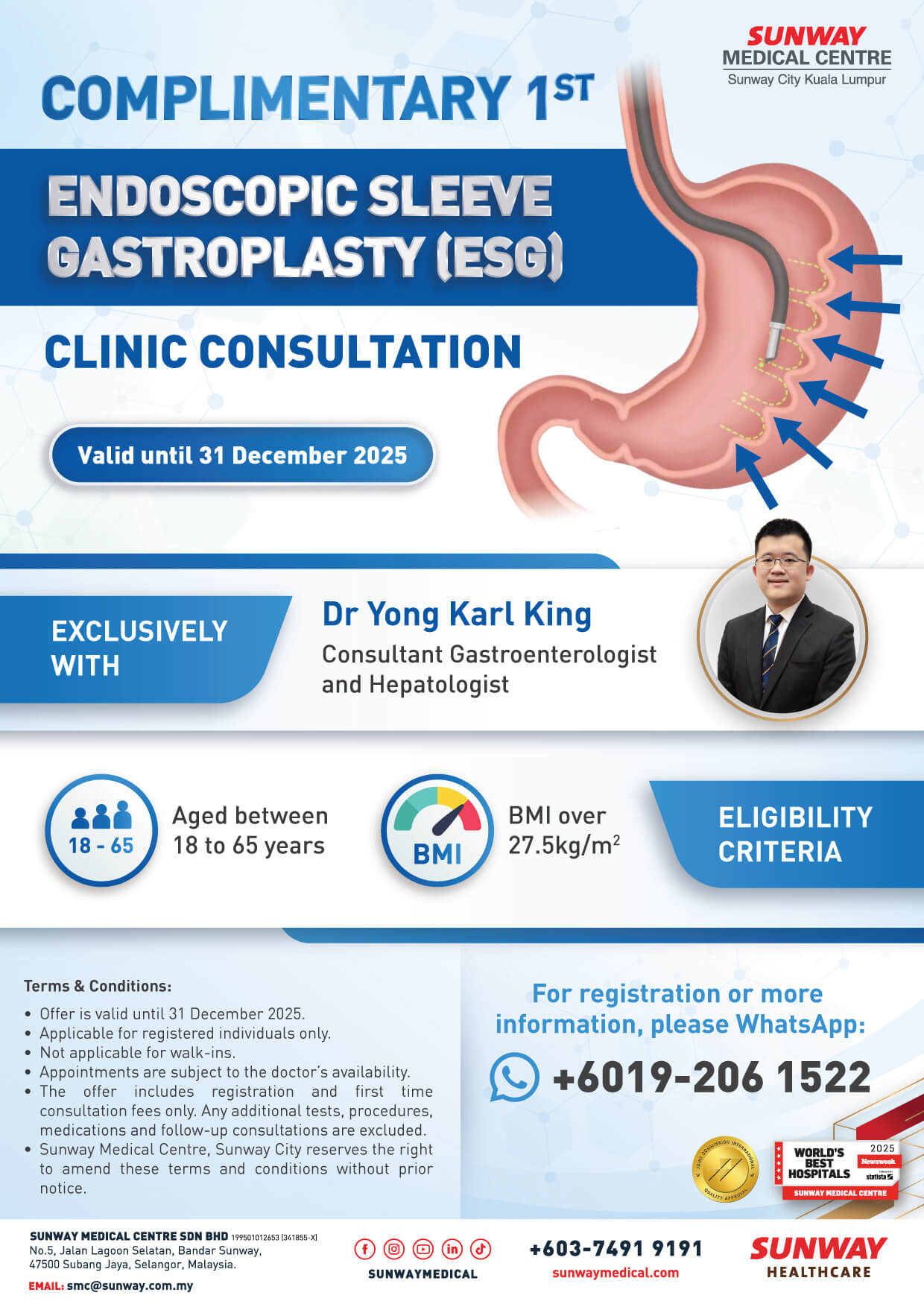 Complimentary First Endoscopic Sleeve Gastroplasty (ESG) Clinic Consultation
